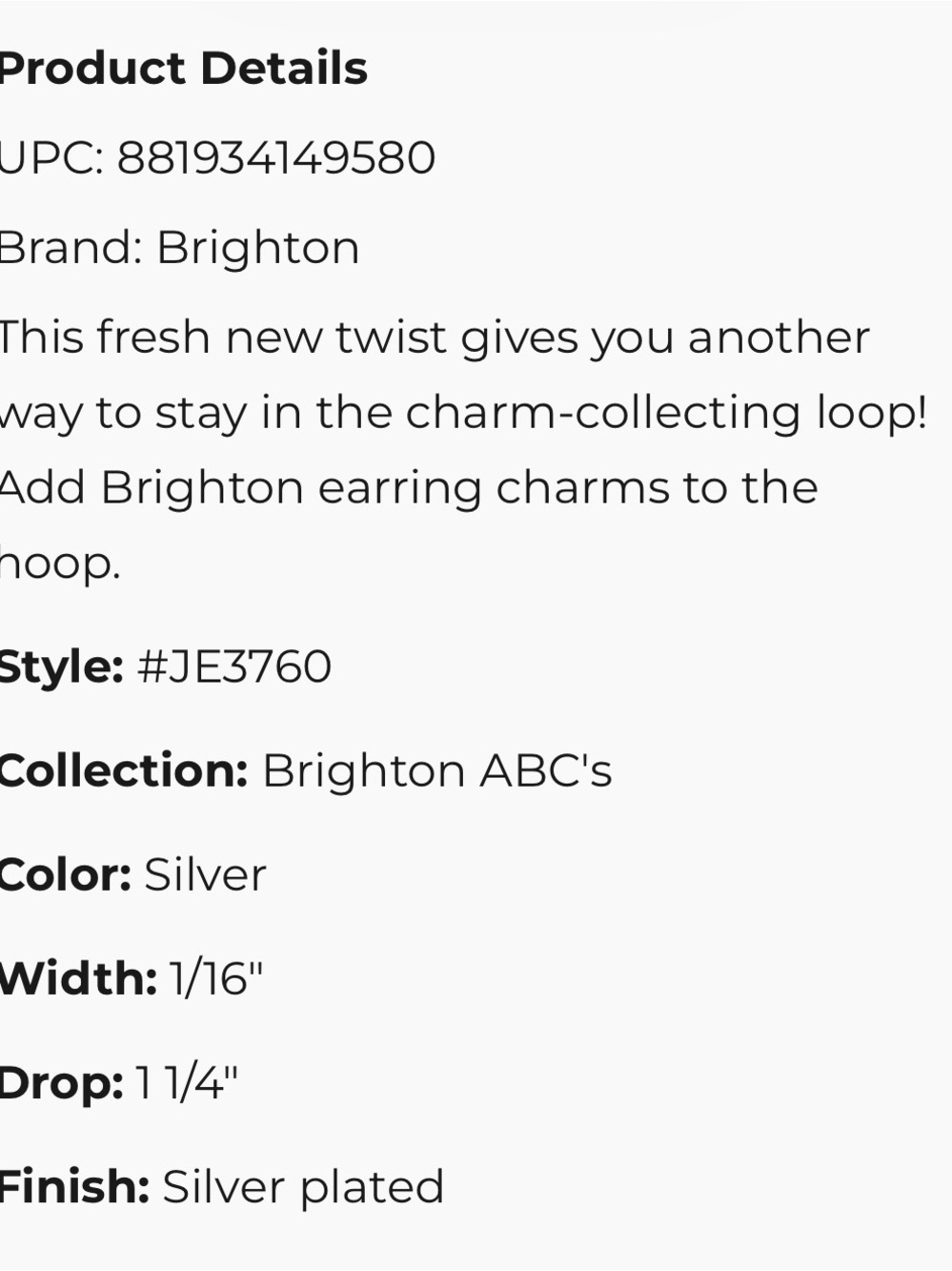Brighton Silver Twisted Oval Hoop Earrings NWT - Picture 3 of 6